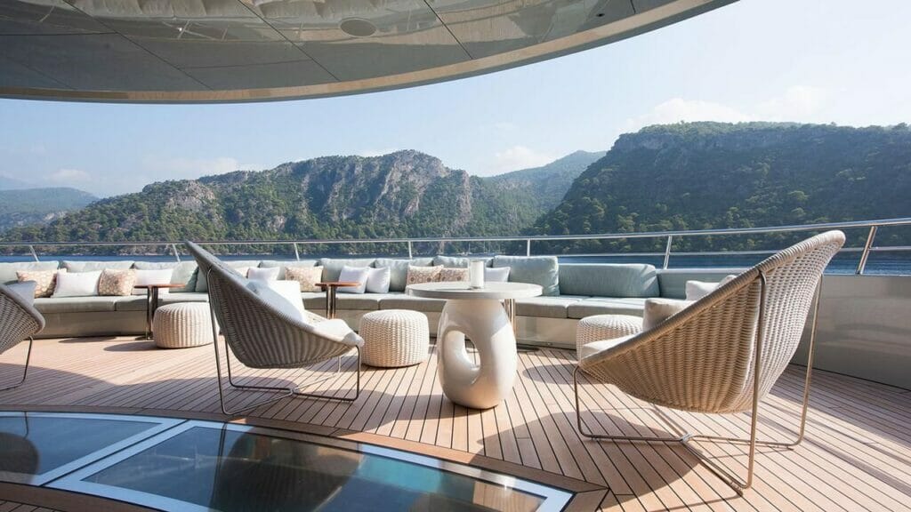 yachtsandmore lifestyle outside furniture modern upholstered bench and design chairs