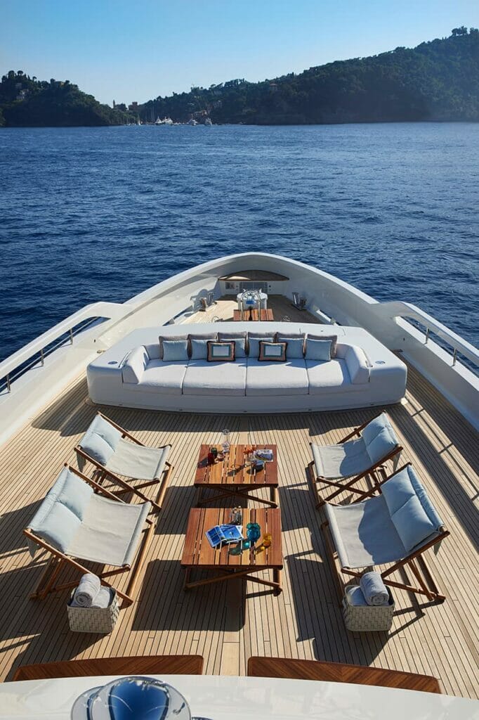 yachtsandmore lifestyle outside furniture upholstered 3 seater bench with cushions