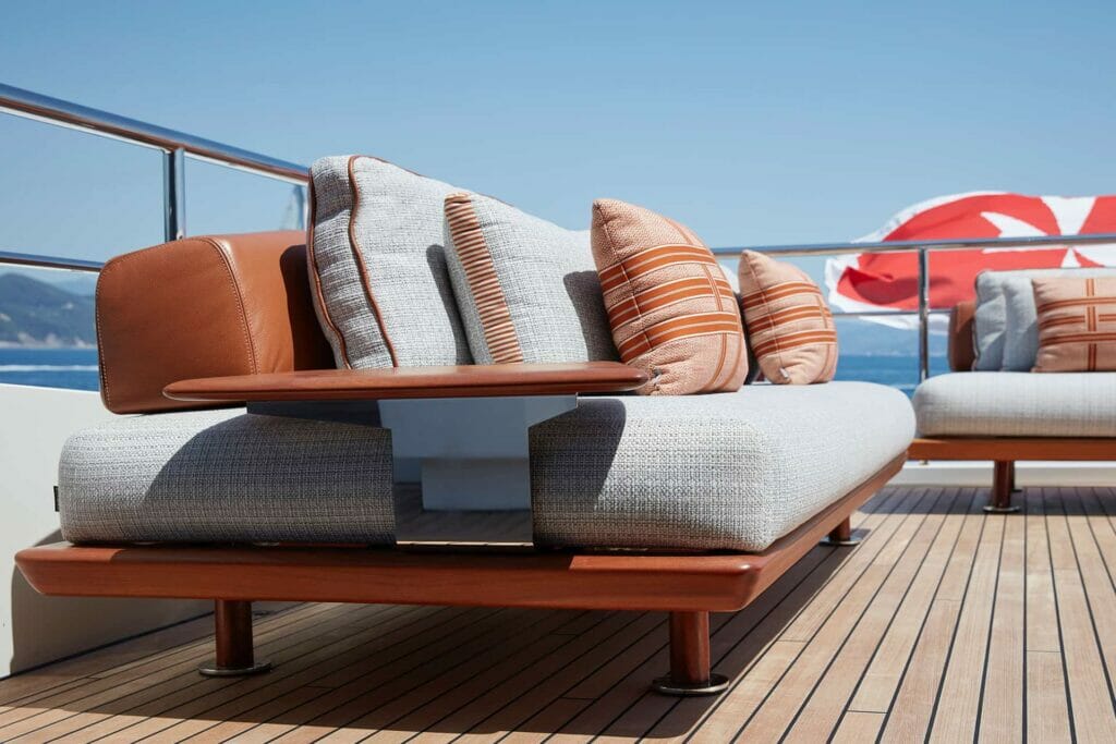 yachtsandmore lifestyle outside furniture upholstered bench with wood